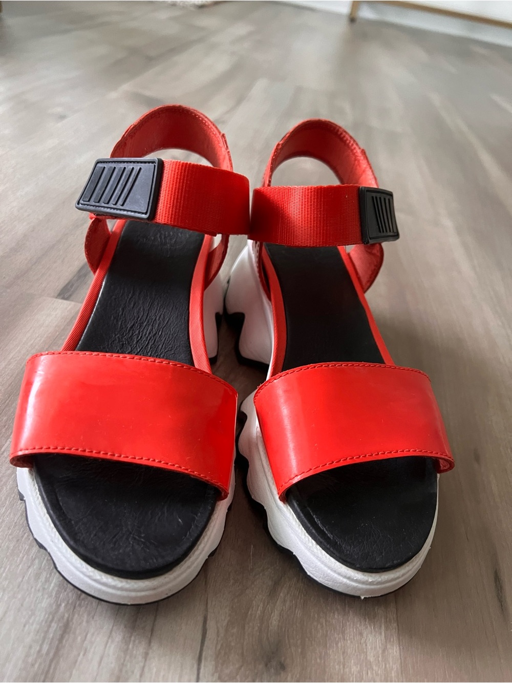 Sorel Red and Black Kinetic Impact Sandals - Picture 2 of 7